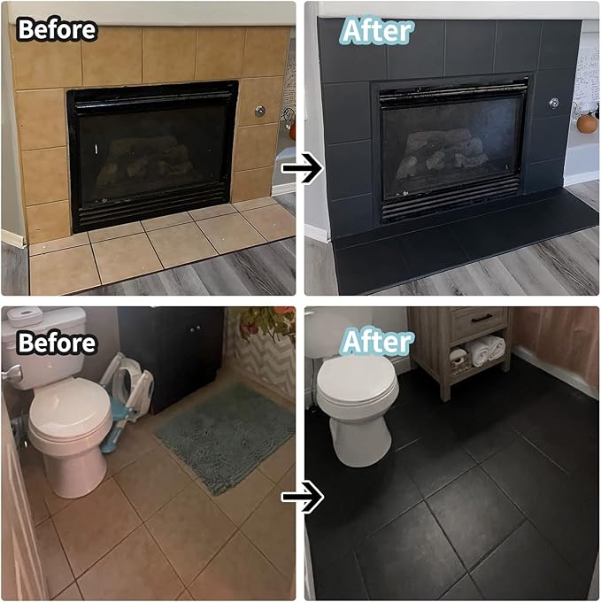 Black Ceramic Tub and Tile Refinishing Kit - Bathtub, Bathroom Wall, Countertop, Sink Paint - Easy to Use, Waterproof, Low Odor, No Toxic (Black 32.0 FL Oz 50-60 sq.ft)