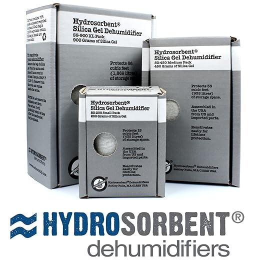 HYDROSORBENT® Gun Safe Dehumidifier Rechargeable Silica Gel 450 Gram Carton. Moisture Absorber. Reusable Desiccant Dehumidifier for Gun Safe – Made in USA Silica Gel Desiccant. 1 Unit - SG450