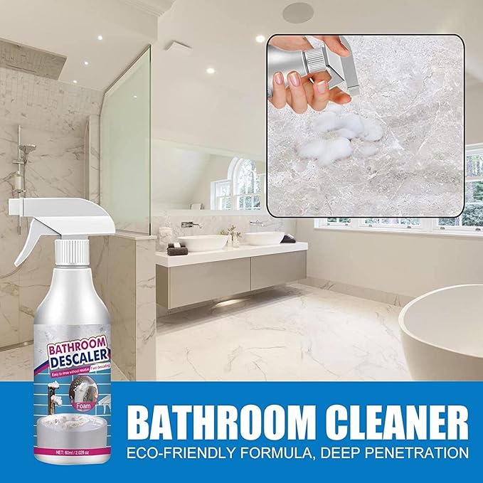 Bathroom Descaler Foam Cleaner, Stubborn Stains Cleaner, Bathroom Descaler Foam Spray, All-Purpose Home Toilet Bath Shower Glass Spray (1, 2PC)