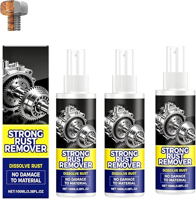 HISKI Rust Remover Spray for Metal,Rust Remover Spray Heavy Duty Metal Cleaner, Upgrade Rust Remover for Metal, Multipurpose Rust Stain Remover Spray (3PCS)