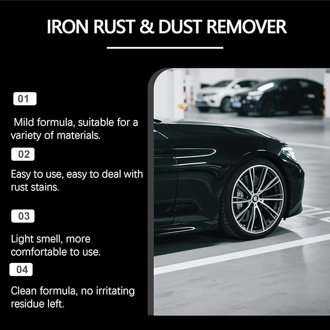 Rust Remover Spray - Professional Instant Metal Derusting & Cleaning Spray, Neutral Formula for Car Wheels, Chrome, Stainless Steel & Household Appliances