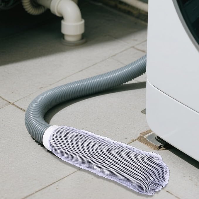 3 Pcs Lint Traps for Washing Machine Hose,Washer Hose Lints Trap Mesh with 3 Cable Ties Washing Machine Lint Traps for Drain Hoses,White