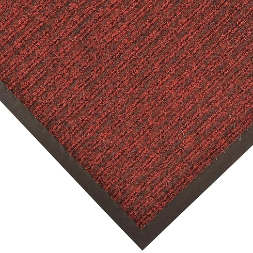 Notrax Heritage Rib™ Commercial Indoor Door Mat Office Rugs – 3' x 4' Red/Black Front Door Mat with Double Rib 22oz Yarn, Non-Slip Vinyl Backing – Durable Entryway Rug Made in The USA – 117S0034RB