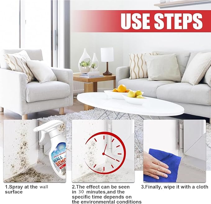 Highly Effective Removal Spray, Wall Cleaner Spray, Multi-Surface Cleaning Solution, Dirt, Dust And Stain Remover, Long-Term Protection, for Bathrooms, Kitchens, Tile, Fabric, Wood (2pcs)