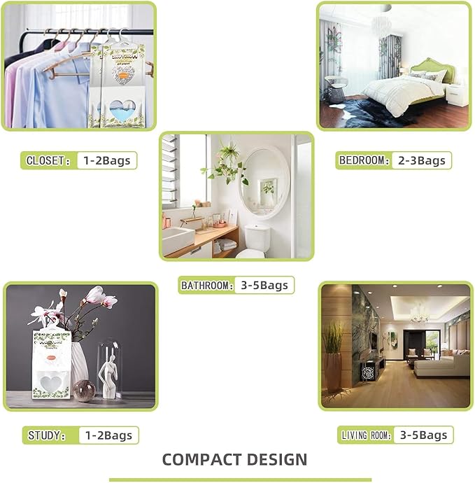 ZSPENG 16 Pack Moisture Absorber Hanging Bags,220g/Pack Fagrance Free Moisture Bag,Hanging Closet Dehumidifier Bags for Basement Closet Storeroom