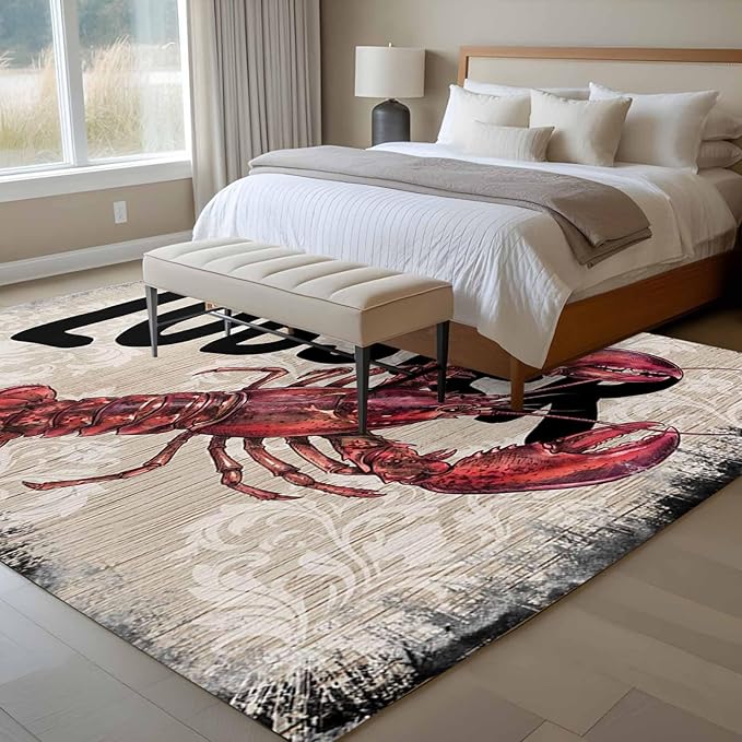 Nautical Ocean Wood Texture 8'x10' Large Area Rugs, Washable Area Rugs Non-Slip Indoor Floor Mats Large Carpet for Living Room Bedroom Dining Room