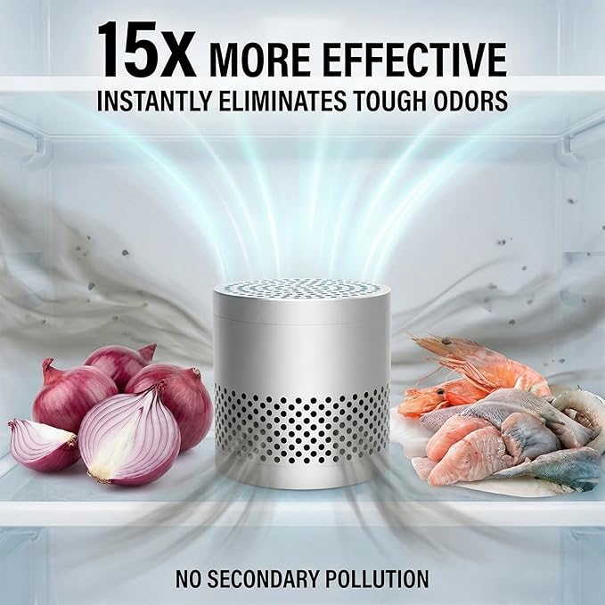 Freshcore Refrigerator Deodorizer Odor Eliminator | Fridge Deodorizer – Lasts 10 Years, Long-Lasting Odor Eliminator - More Effective Than Baking Soda, Charcoal Bags (Stainless Steel)
