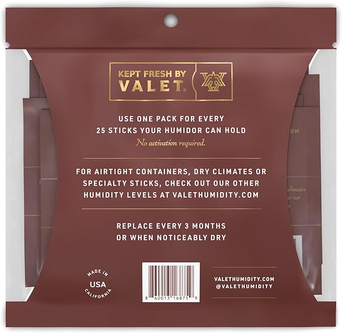 Valet 75% Two-Way Humidity Packs 4-Pack (60g), Two-Way Humidity Control Packs for Moisture Restoration, Moisture Absorber for Leaky Wood & Breathable Storage, Made in USA