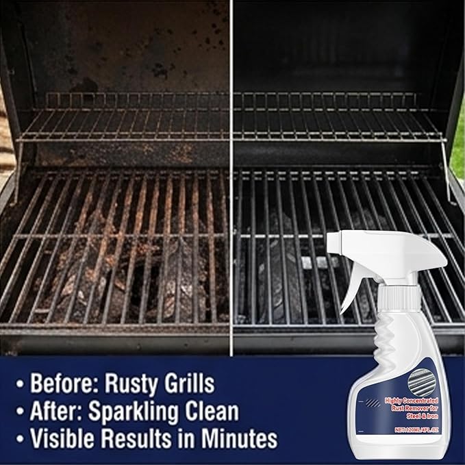 RAINPOT Rust Remover Spray for Metal, Highly Concentrated Steel Rust Remover Heavy Duty Metal Cleaner, Fast-Acting Rust Stain Remover for Automotive Parts Tools Stainless Steel (2 PCS)