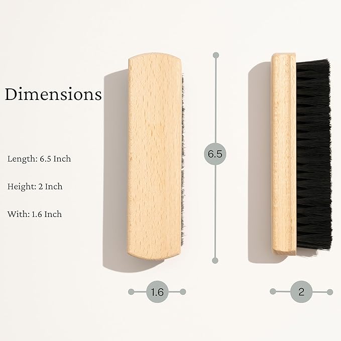 Konex Shoe Brush - Natural Beechwood Handle Handcrafted Wooden Shoe Cleaning Brush - Thick Synthetic Konex Fiber Bristle - Shoe Brushes for Cleaning with Quick and Lasting Use
