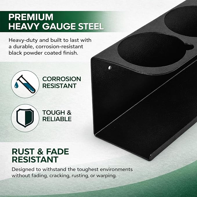 4 Pack Wall-Mounted Spray Bottle Holder, Heavy-Duty Steel Black Aerosol Can Storage Rack with 20 Holes, Spray Paint Can Organizer for Garage, Shop, Home, Tool Trailer & Service Truck