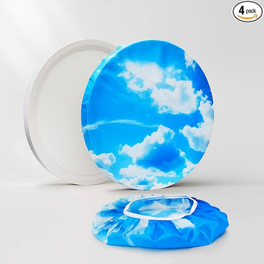 12" Ceiling Light Cover, 4 Pcs Flush Mount Light Fixture Cover, Fabric Ceiling Light Fixture Cover, Light Filters (Cloudy)