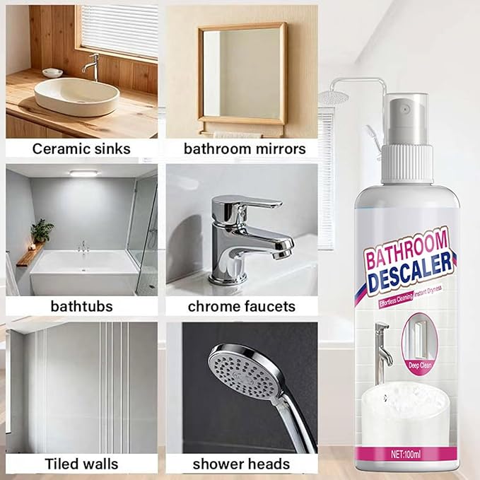 Powerful Bathroom Descaler - Cleaning Foam, Stain Remover with 100ml Capacity, Toilet Cleaner with Multi- Formula, Bowl Agent Spray, Hard Water for Home Use