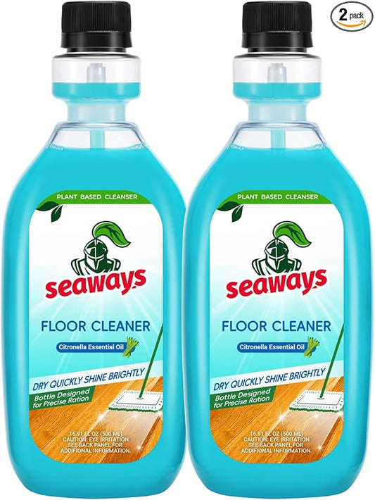 Seaways 100X Concentrated Floor Cleaner Solution - Plant-Based, Pet-Safe Formula for Hardwood, Tile, Laminate, Vinyl & Bamboo - Pre-Measured Bottle for Perfect Dilution with All Robot Mops