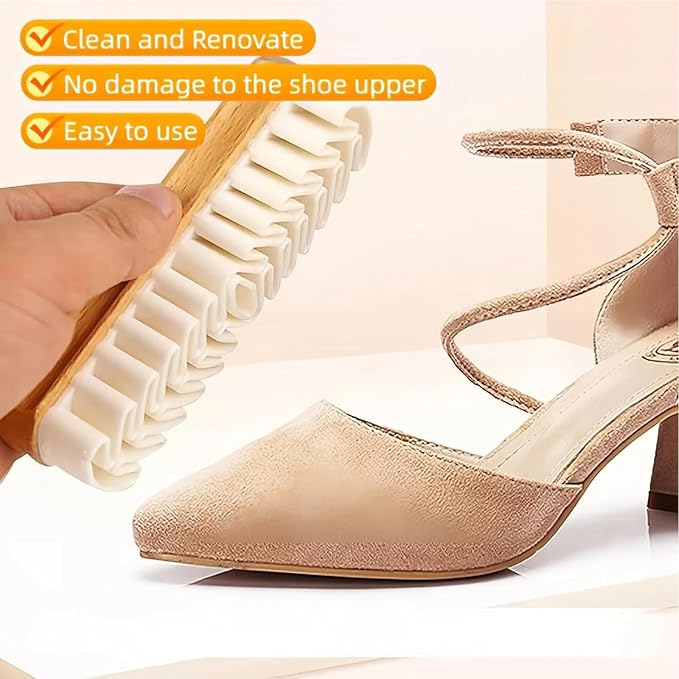 2 Pack Rubber Shoe Brush, Suede Shoe Cleaner for Shoes, Magic Rubber Shoe Brush for Cleaning, Shoes, Bags, Jacket, Purse, Sofa with Wooden Handle, Stain Eraser (2 Pcs)