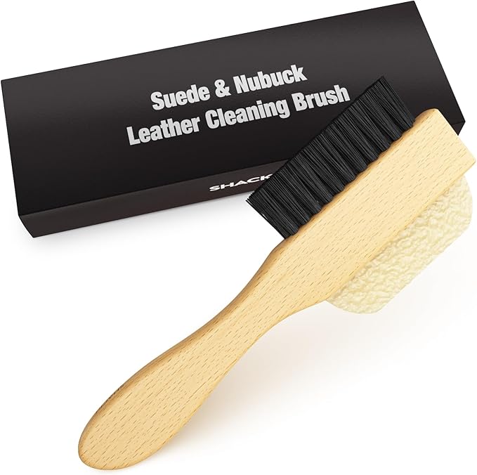 Shacke Suede Shoe Cleaner Brush - Yellow Rubber Suede Eraser with Soft Bristle Brush for Suede Cleaner and Nubuck Brush, Cherry Brown