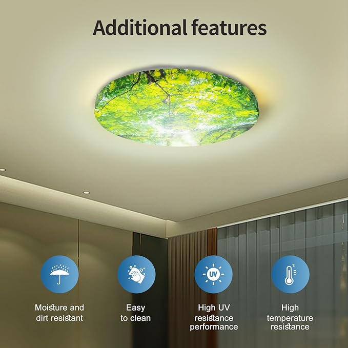12" Ceiling Light Cover, 1 Pcs Flush Mount Light Fixture Cover, Fabric Ceiling Light Fixture Cover, Light Filters for Bedroom, Kitchen, Hallways/Entryways, Office, Basement (Forest)