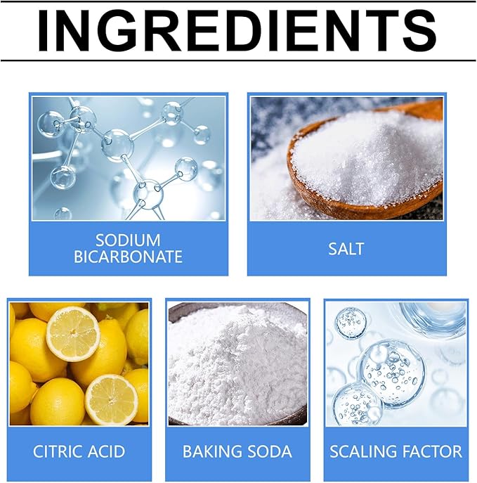 Multi-Surface Cleaning Tablets with Sodium Bicarbonate & Salt, Fast-Dissolving Foaming Action for Kitchen & Bathroom, 10 Piece