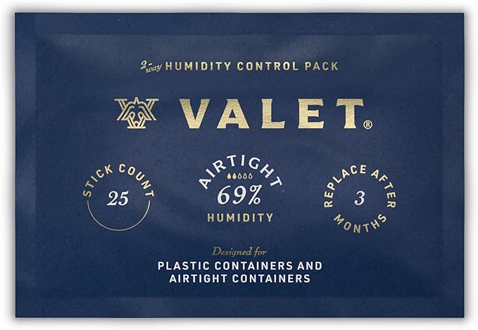 Valet 69% Two-Way Humidity Pack Single (60g), Individually Wrapped Humidity Control Pack for Airtight & Plastic Containers, Moisture Absorber, Made in USA