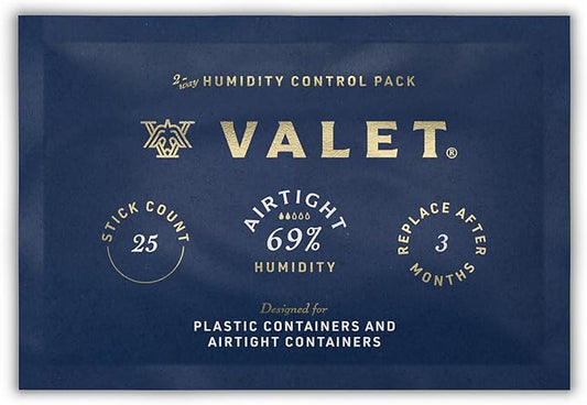 Valet 69% Two-Way Humidity Pack Single (60g), Individually Wrapped Humidity Control Pack for Airtight & Plastic Containers, Moisture Absorber, Made in USA