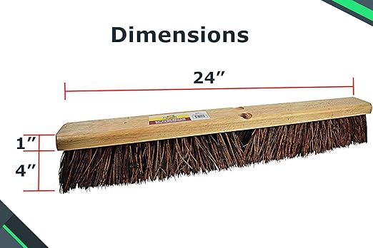 Bristles 4224 24” Push Broom Head for Indoor and Outdoor, Commercial Or Residential Use with Stiff Bristles for Heavy-Duty Work On Concrete, Patio, Garage, Stone Or Any Heavy Duty Cleaning