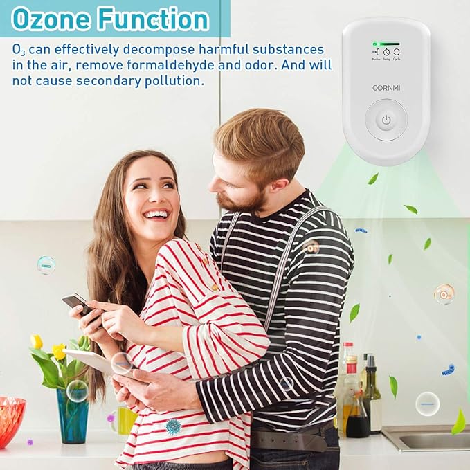 Air Purifiers Plug in Wall for Home, Small Odor Eliminator丨Ozone Negative Ion Dual Function丨Ionizer to Remove Smoke Pet Smell Portable Deodorizer Freshener Cleaner for Bedroom Bathroom Kitchen (White)