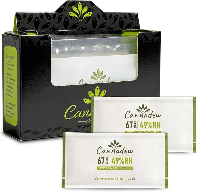 49% RH, 67g (15 Pack) Cannadew Humidity Packs Two-Way Humidity Control Pack – Moisture Absorbers & Hydration Packets for Curing and Storage