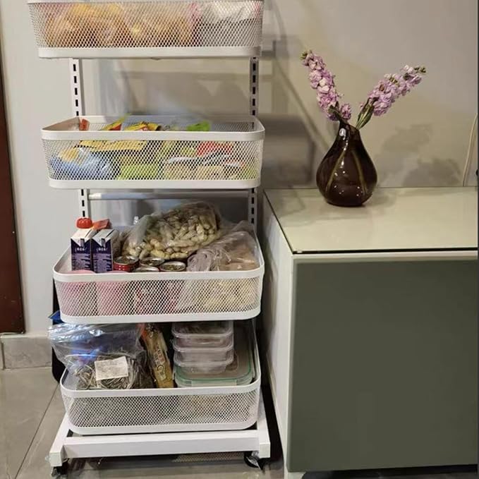 Floor Microwave Oven Rack with Drawer and Shelf Unit 3 Tier Cupboard nizer Storage Stand for Kitchen Black Includes 4 Boards and 2 Baskets