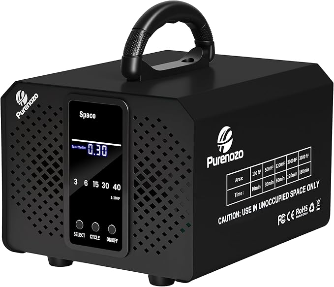 Smart Ozone Generator 160,000 mg/h Ozone Machine with Dual Mode & Digital Timer, Ozone Odor Eliminator for Cars, Home, Basements, Rooms, Kitchens, Smoke, Pet, Farm, Musty Smells