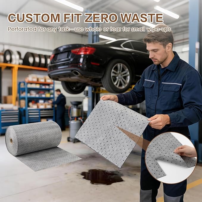 Oil Absorbent Mat Roll 30" x 150', Oil Absorbent Pads Heavy Duty for Industrial Garage Leaks & Drips, 10 oz Polypropylene Spill Cleanup Absorber