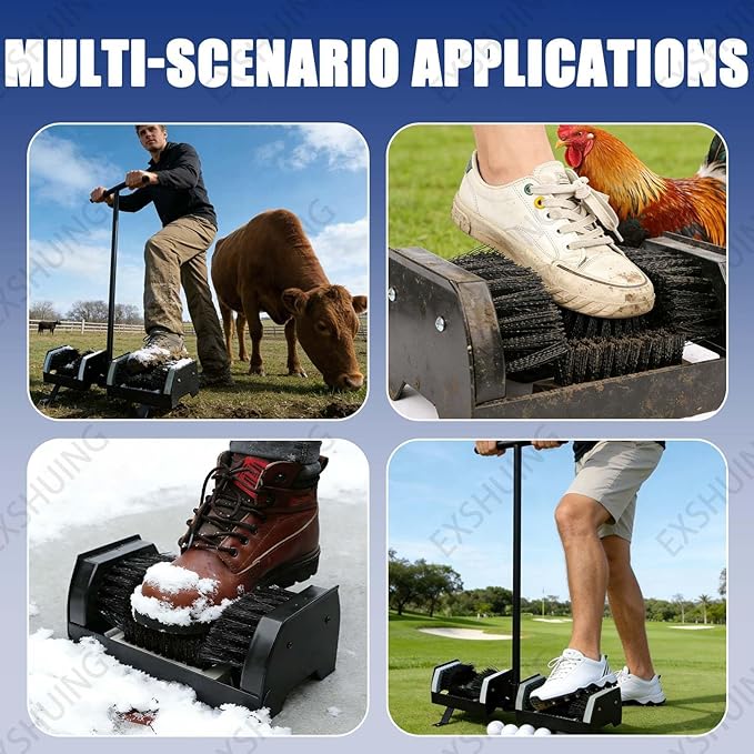 Boot Brush Scraper Outdoor, Heavy Duty Boot Scrubber & Shoe Cleaner Brush for Mud, Dirt & Snow – Durable Outdoor Boot Cleaner, 4-Sided Nylon Brush System, for Front Door, Entryway(Single)