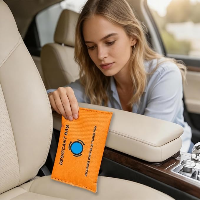 Car Dehumidifier - Reusable Silica Bead Pack, Moisture Control Device, Leakproof Pouch | Windshield Fog Remover, Vehicle Cabin Closet Basement Garage Home RV Camper Storage Humidity Absorber