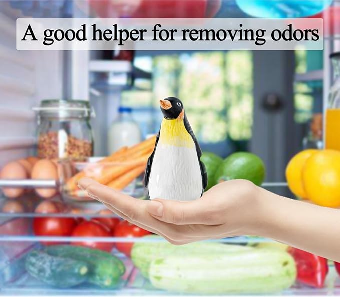 Penguin Baking Soda Holder For Fridge Ceramic Baking Soda Container Cute Bake Soda Holder For Refrigerator Odor Eliminator, Fun Kitchen Gadgets, Baking-Soda Fridge Smell Remover