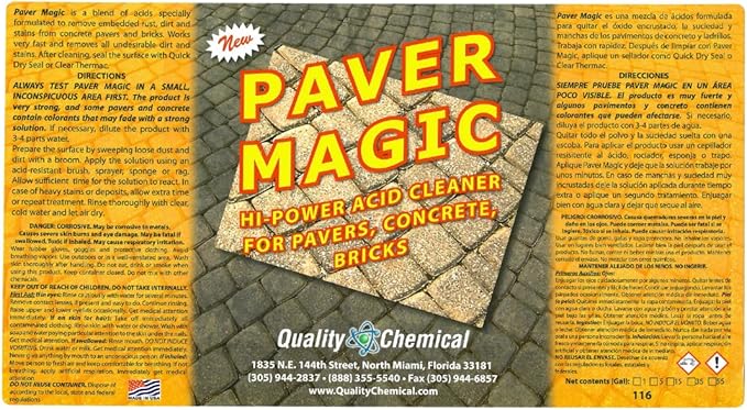 Quality Chemical Paver Magic - High Power Concrete, Brick and Paver Cleaner - Outdoor Stain Remover - 128 oz (Pack of 1)