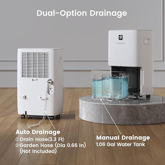 Kesnos 120 Pints Energy Star Dehumidifier for Home & Basement with Drain Hose, Front LED Display and 1.06 Gal Water Tank, Ideal for Spaces up to 6,500 Sq. Ft., Featuring Auto Defrost & Timer