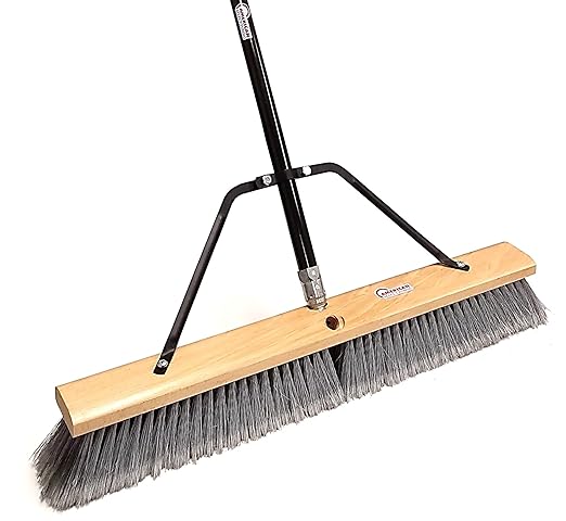 Heavy Duty 24" Multi-Surface Push Broom with Green/Black Handle for Garage, Warehouse, Driveways, Sidewalks, Patio Sweeping