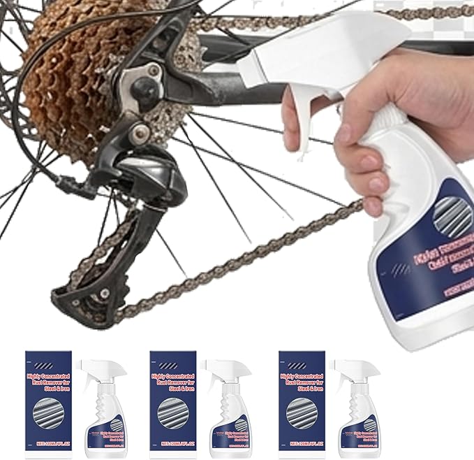 RAINPOT Rust Remover Spray for Metal, Highly Concentrated Steel Rust Remover Heavy Duty Metal Cleaner, Fast-Acting Rust Stain Remover for Automotive Parts Tools Stainless Steel (3 PCS)