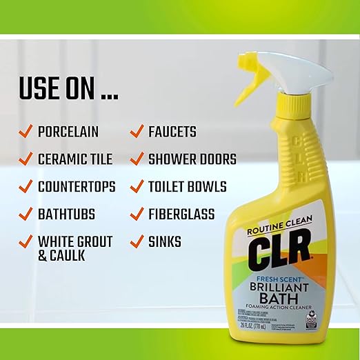 CLR PRO Calcium, Lime and Rust Remover (1 Gallon) and CLR Brilliant Bath Foaming Bathroom Cleaner Spray (2 x 26 Ounce)