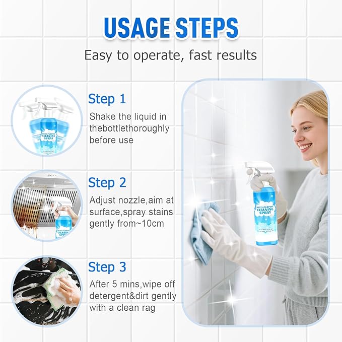 Eadwe Multifunctional Powerful Spray Kitchen Foam Cleaner, 2026 New Multi-Purpose Cleaning Spray, Easy-To-Use Grease Remover For Kitchen, Fast-Acting Tile Cleaner For Families (2)