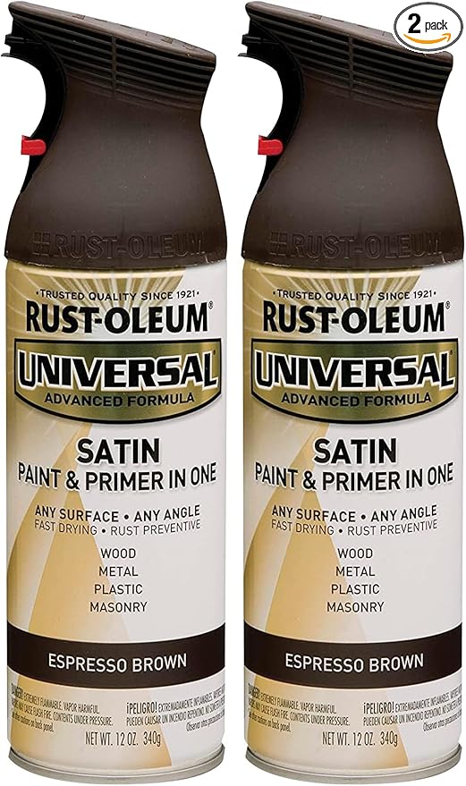 Rust-Oleum 247570 Universal All Surface Spray Paint, 12 oz, Satin Espresso Brown (Pack of 2)