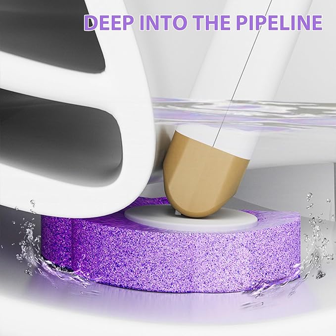 Disposable Toilet Brush, Toilet Brush Kit, Toilet Bowl Cleaning System, Long Handle Easy to Install for Bathroom Cleaning (White Cleaning Brush + 18 Purple Replacement Heads)
