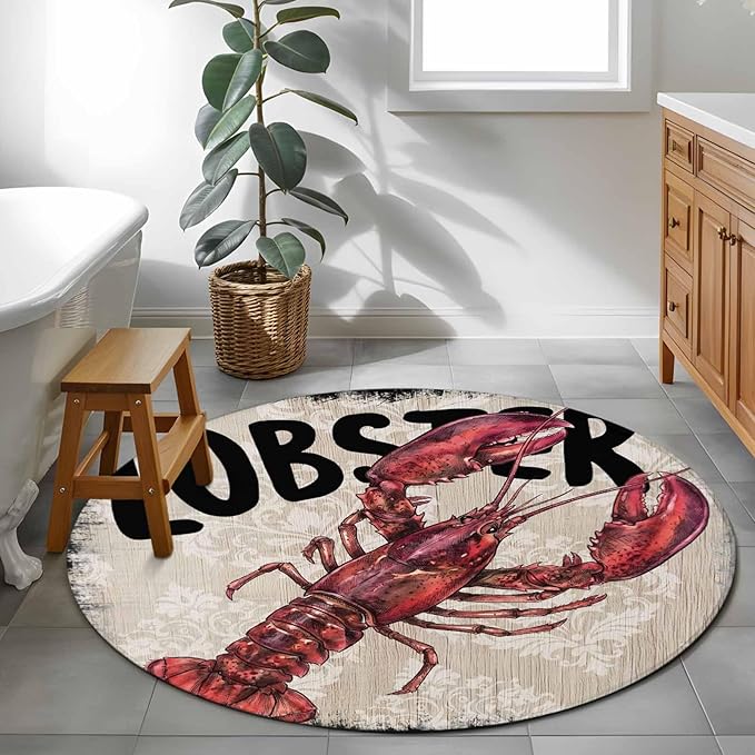 Nautical Ocean Wood Texture Round Rug 3.3 Ft, Samll Area Rugs Washable Non Slip Indoor Floor Mats Circle Carpet for Living Room Bedroom Dining Room Home