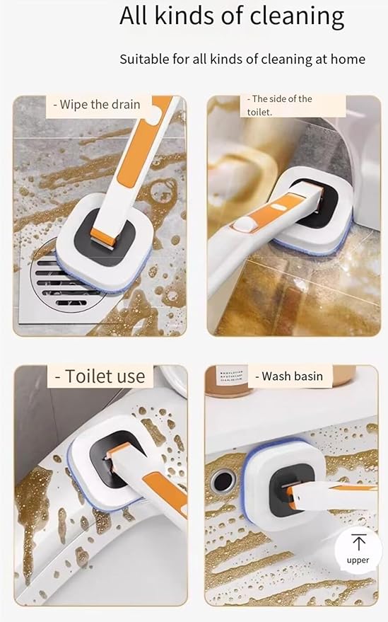 Toilet Brush System with 40 Count Refills, Toilet Holder Bowl Wand Brush Cleaning Kit & Replacement Cleaner Refill Pads (Toilet Cleaning Kit - Orange)