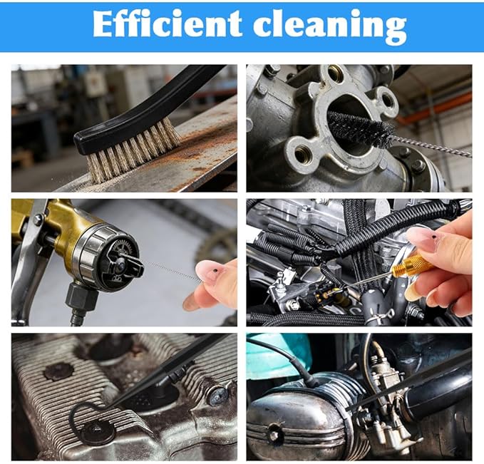 Carburetor Cleaning Kit, 37Pcs Torch Tip Cleaner Set with 3 Double Head Brush 23 Needles 5 Nylon Brushes 1 Scraper 4 Cleaning Hooks and Case for Motorcycle/ATV/Lawn Mower/Torch Chainsaw Small Engines