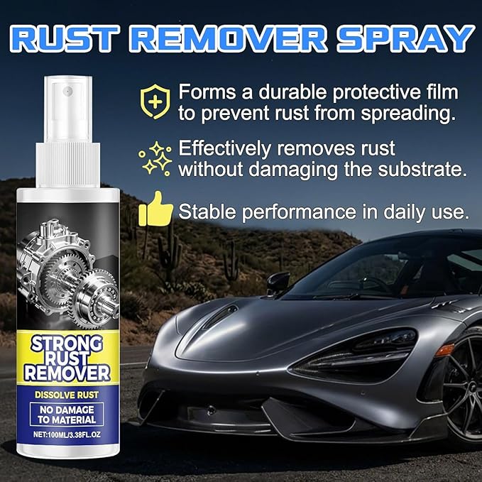 2PCS Rust Remover Spray for Metal, Upgrade Rust Remover for Metal, Multipurpose Rust Stain Remover, Heavy Duty Metal Cleaner for Vehicles, Tools, Chains, Iron Out Rust Stain Remover