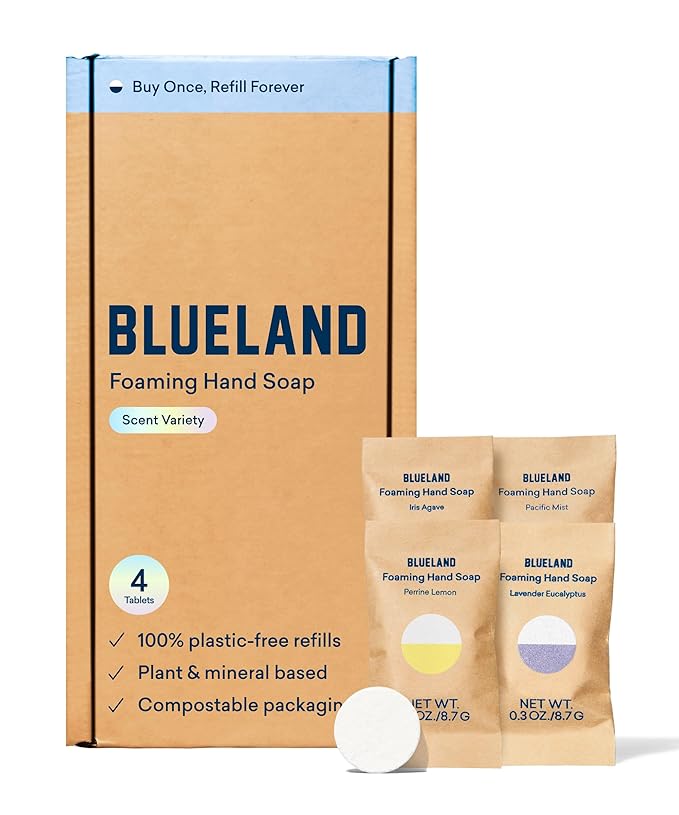 BLUELAND Clean Home Kit Refills (4P) | Foaming Hand Soap Tablet Refills | Multi-surface All Purpose Cleaner Refill Tablet | Bathroom Cleaner Refill Tablet | Eco Friendly Products & Cleaning Supplies