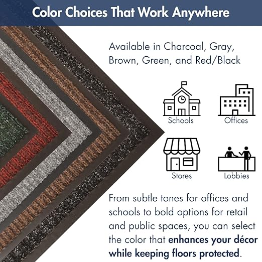 Notrax Heritage Rib™ Commercial Indoor Door Mat Office Rugs – 4' x 6' Huntergreen Front Door Mat with Double Rib 22oz Yarn, Non-Slip Vinyl Backing – Durable Entryway Rug Made in The USA – 117S0046GN