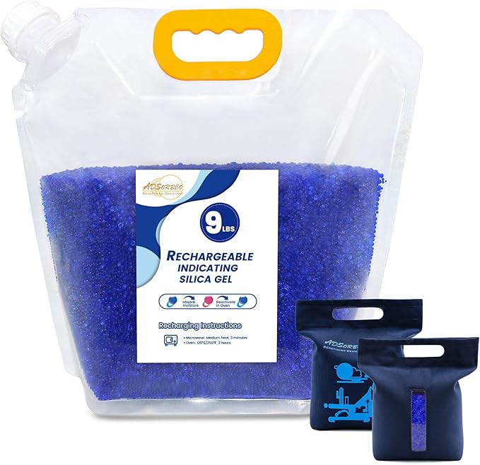 Premium Blue to Pink 3mm Silica Beads, Reusable Desiccant Bulk for 3D Filament, Electronics, Cameras, Jewelry, and Safes (Blue to Pink, 9 LBS with 2 bags)