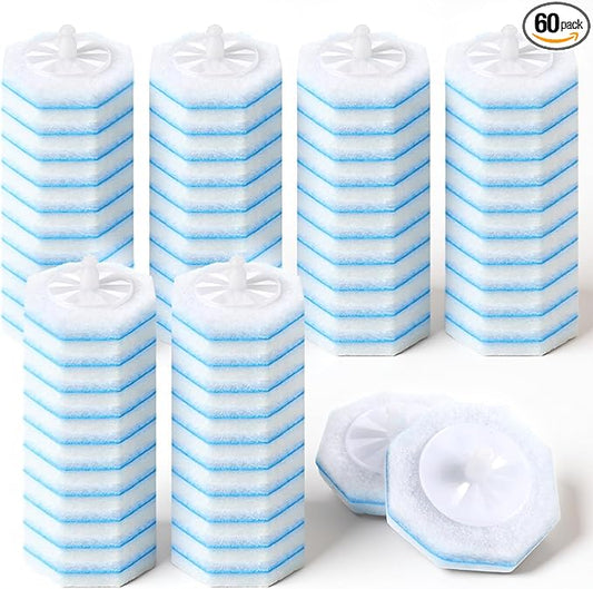 60 Counts Disposable Toilet Wand Refills Compatible with Most Bowl Brush Wand, Toilet Bowl Cleaner Refill Pads, Disposable Bathroom Toilet Brush Scrubber for Deep Cleaning Stain Removal