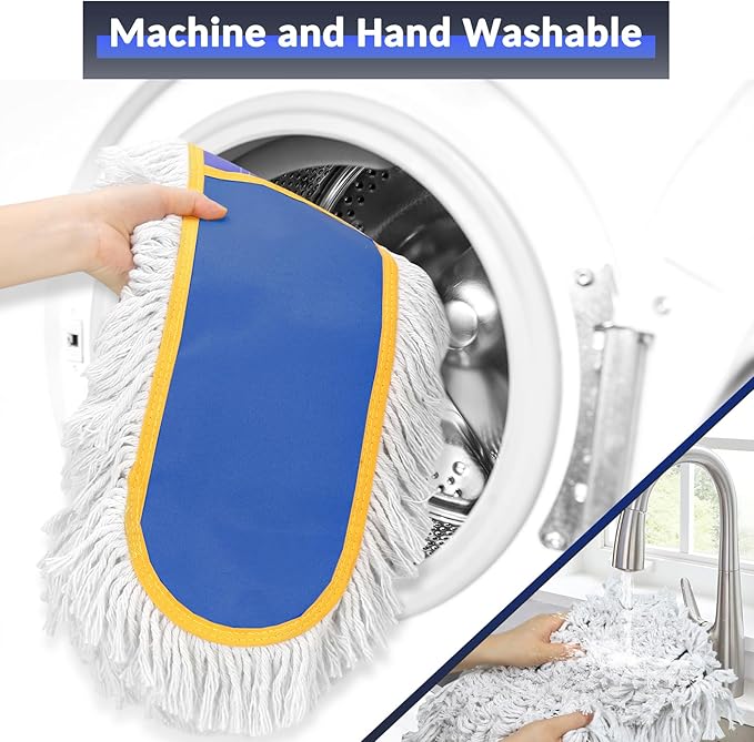 CLDREAM 24" Commercial Dust Mop for Floor Cleaning with 2 Mop Head, Large Industrial Push Broom Mops with 60" Long Handle,Wet Dry Floor Duster for Concrete Hardwood Tiles Marble Floors